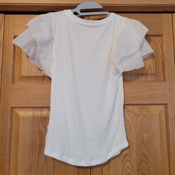 🩶NWOT Gap White Ribbed Ruffle T-Shirt🩶 - Picture 3 of 3